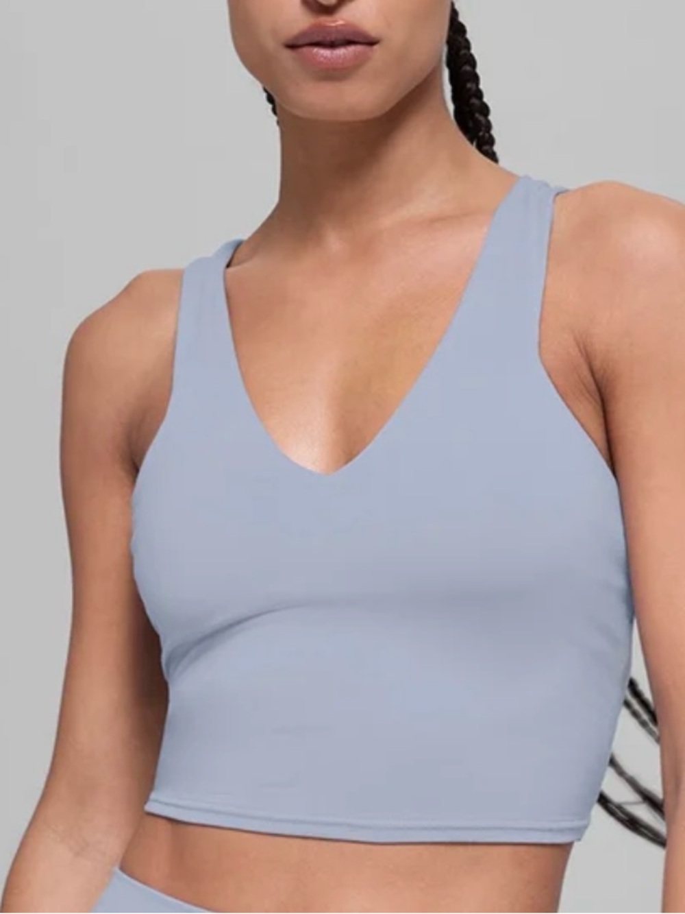 ALO Yoga V-Neck Padded Sports Bra Top in Teal Green